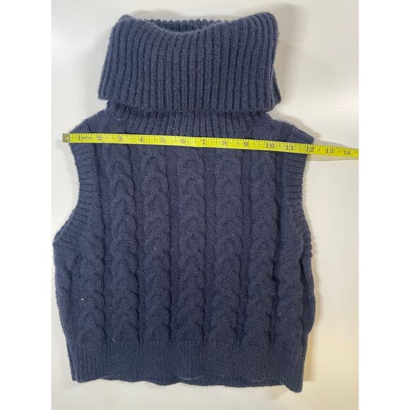 Cider Navy Cable Knit Turtleneck Sweater Vest XS Stretchy Cozy Layer academia - Picture 3 of 6